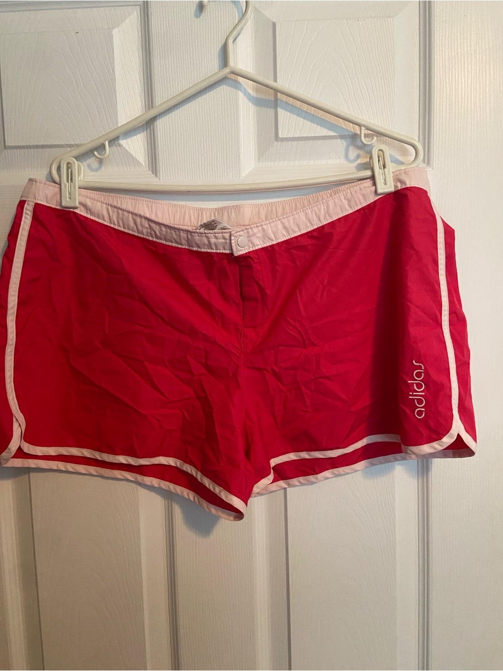 adidas Women's Bright Pink Athletic Shorts with Light Pink Trim